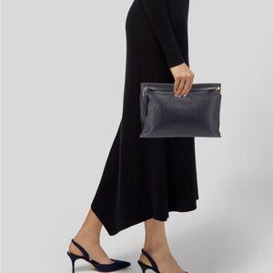 Loewe Navy Embossed Anagram T Pouch EXCELLENT CONDITION